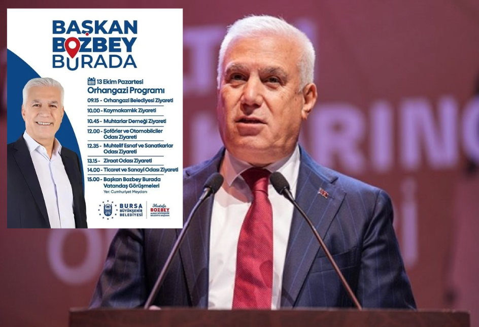 Bursa Büyükşehir Belediye Başkanı Mustafa Bozbey, 13 Ekim Pazartesi günü