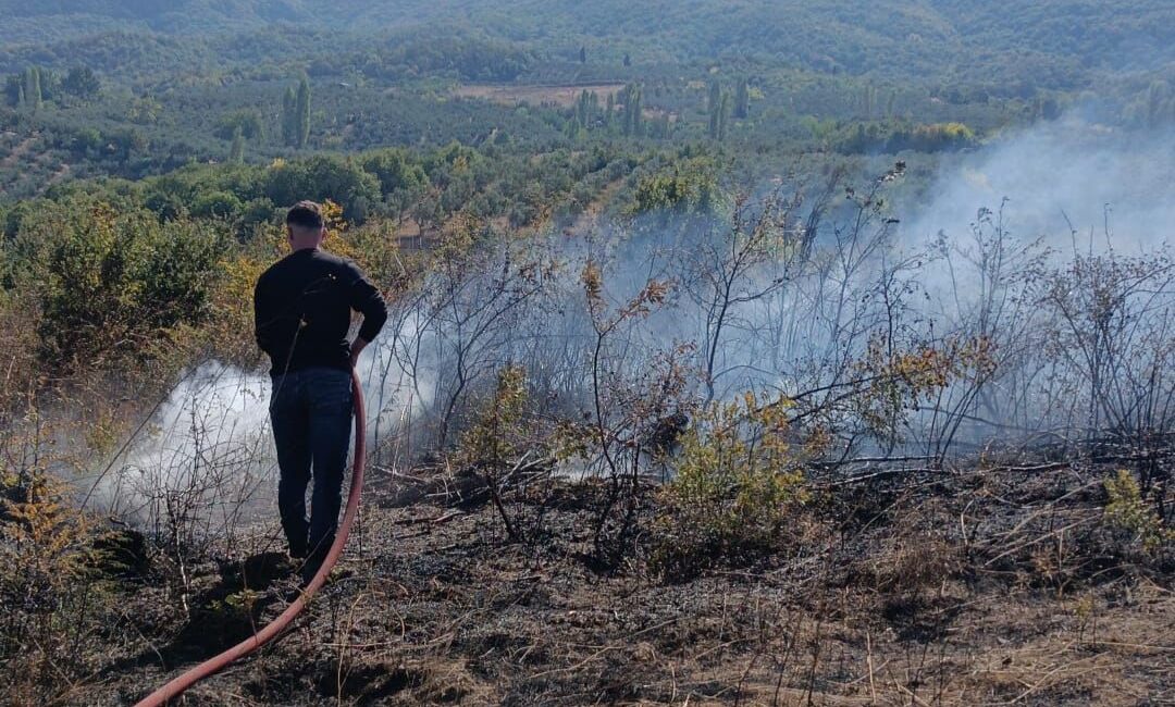Bursa'nın Orhangazi ilçesinde çalılık bir alanda çıkan yangın, Orman işletme