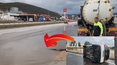 Bursa'da Bugün Orhangazi ilçesinde bir aracın kontrolden çıkarak takla atması ile