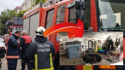 Yalova'da bir evde, kızgın yağ dolu tencereye su dökülmesi sonucu