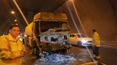 Bursa'da Gebze - Orhangazi - İzmir otoyolu Orhangazi tüneli içinde