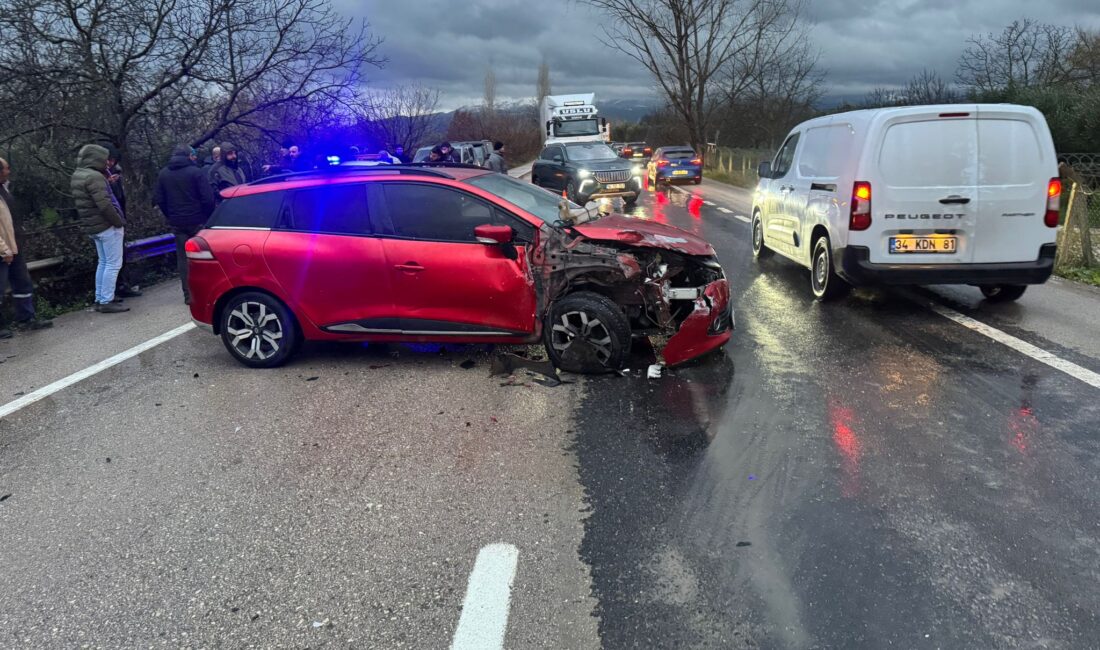 Bursa'da, Orhangazi - İznik yolu üzerinde meydana gelen trafik kazasında,