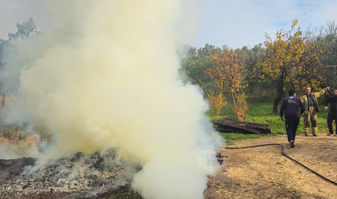 Bursa'nın Orhangazi ilçesinde temizlik amacıyla yakılan ateşten yükselen yoğun dumanlar