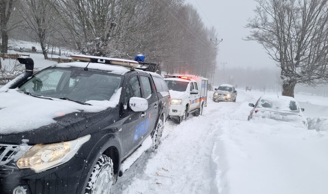 Yalova’nın Teşvikiye Delmece Yaylası’nda yoğun kar yağışı ve tipi nedeniyle