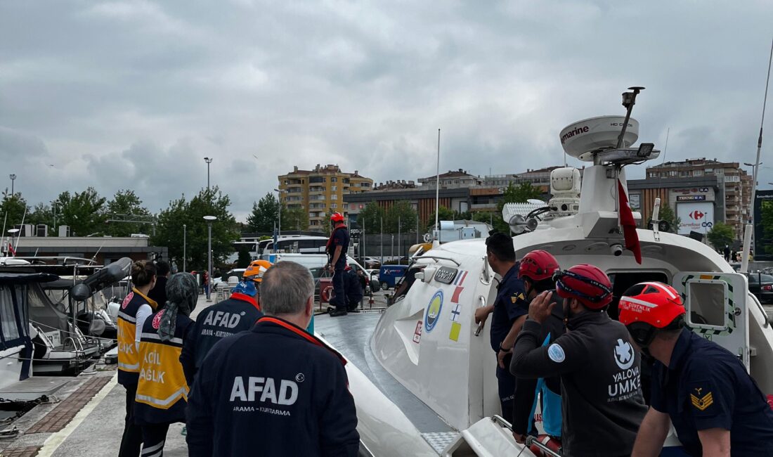 Marmara Denizinin Yalova açıklarında bulunan seyir halindeki bir gemide yüksekten