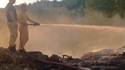 Bursa'nın Gemlik ilçesinde ormanlık alanda çıkan yangın, ekiplerin erken müdahalesi