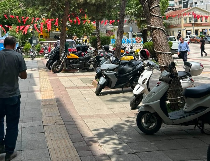 Bursa'nın Orhangazi ilçesinde araç trafiğine kapalı olan Cumhuriyet Alanı'na girerek