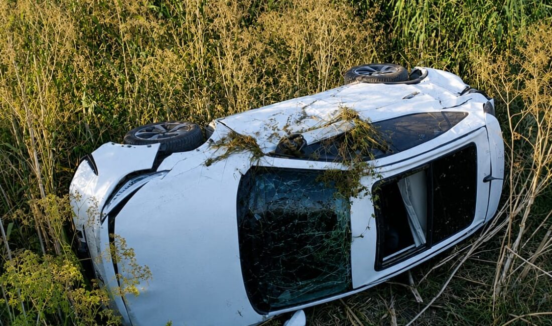 Yalova -  Orhangazi yolu üzerinde kontrolden çıkan bir otomobilin dereye