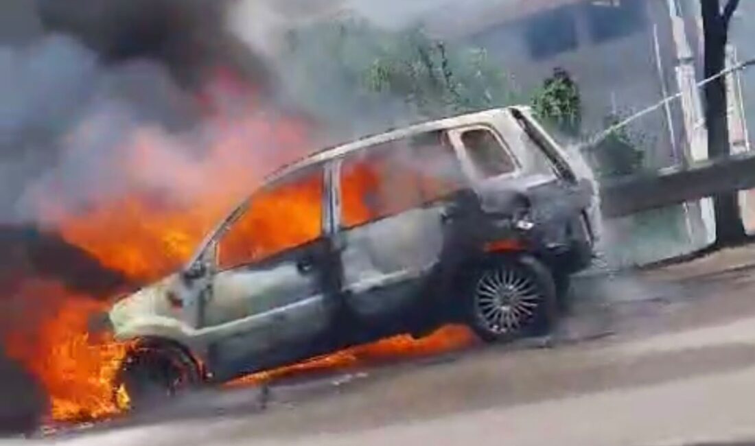 Bursa'da, Yalova yolu üzerinde seyir halindeki otomobil motor bölümünde çıkan