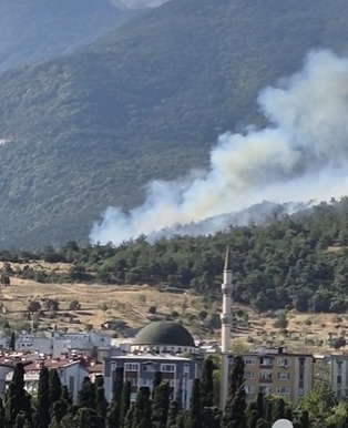 Bursa’nın Kestel ilçesine bağlı Derekızık Mahallesi’ndeki ormanlık alanda çıkan yangına