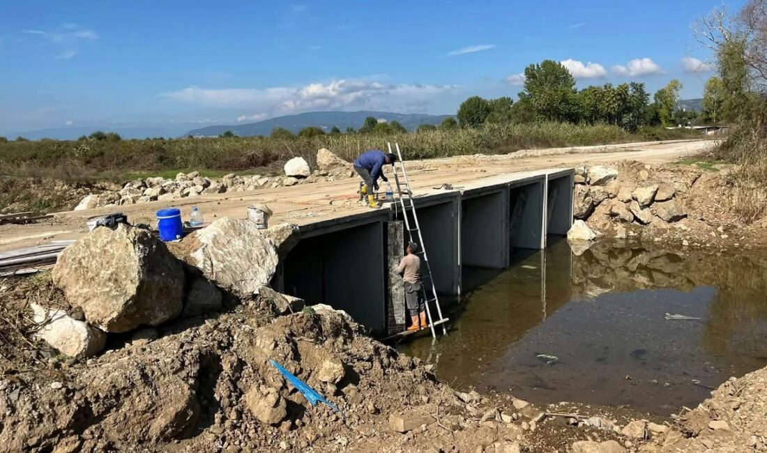 Bursa'nın İznik ilçesinde sahil yolu üzerindeki köprüde bakım ve onarım